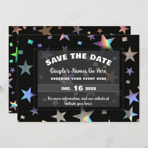 Holographische Rainbow Stars Hochzeitsszene Verlob Save The Date