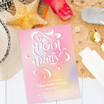 Holographische Rosa Pool Party Skript-Wirbel Sweet Einladung<br><div class="desc">Lassen Sie sich mit unserem holografischen Regenbogen-Gefälle 16 Sommer Einladung Sweet. Die Wirbel des Poolskripts fügen Ihrem Party eine unterhaltsame und trendige Touch hinzu. Tauchen Sie ein in den Sommer und lassen Sie sich von dieser Einladung verzaubern,  mit pastellrosa lila Regenbogenholografie-Gefälle.</div>
