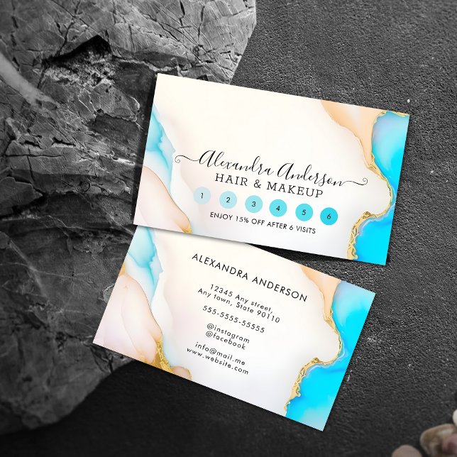 Holographische Signature Script Agate Marble Salon Treuekarte (Holographic Signature Script Agate Marble Salon Loyalty Card)