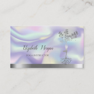 Holographische Silber Tree Frauen Silhouette Visitenkarte