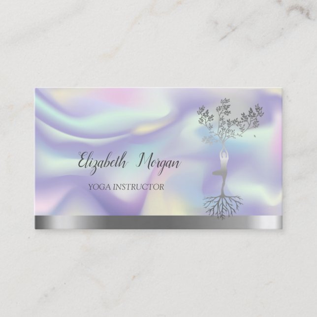 Holographische Silber Tree Frauen Silhouette Visitenkarte (Vorderseite)