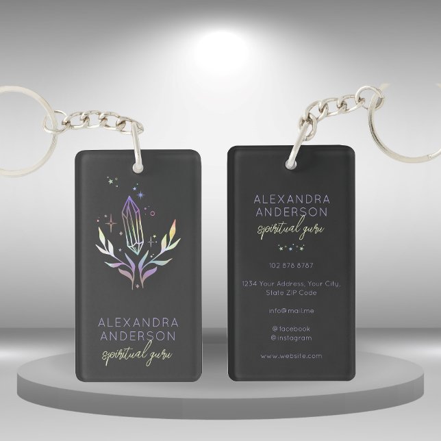 Holographische Spirituelle Kristalle Mystic Black Schlüsselanhänger (Holographic Spiritual Crystals Mystic Black Keychain)