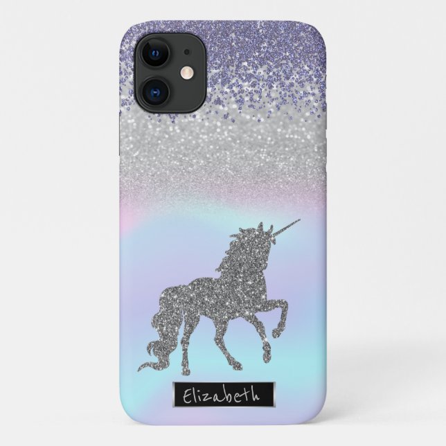 Holographische Violetdiamanten, Glitzer Unicorn Case-Mate iPhone Hülle (Rückseite)