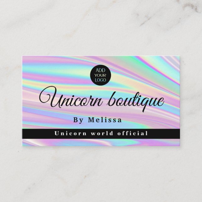Holography Unicorn Business Card Visitenkarte (Vorderseite)
