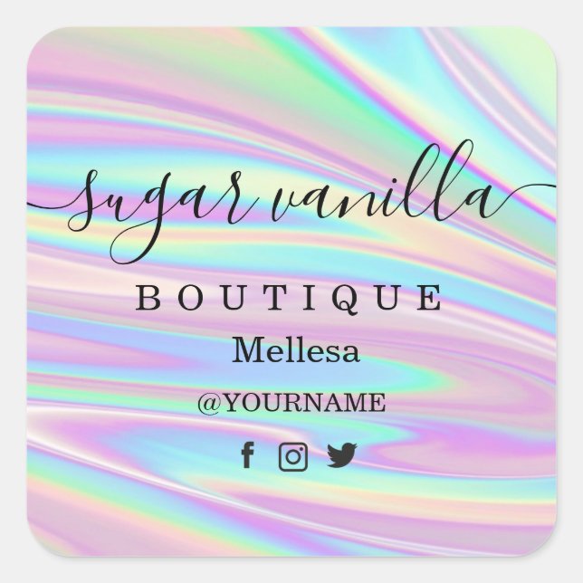 Holography Unicorn Square Sticker (Vorderseite)