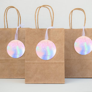 Holograpisches Einhorn Glitzer Tropfen Glam Make-u Runder Aufkleber