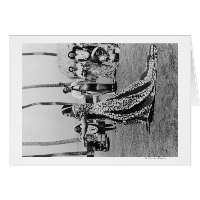 Holoku Hula Dancer mit Band FotografHawaii (Vorderseite (Horizontal))