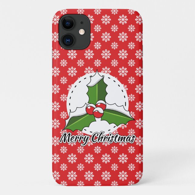Holon Red White Snowflakes Pattern - Merry Xmas Case-Mate iPhone Hülle (Rückseite)