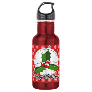 Holon Red White Snowflakes Pattern - Merry Xmas Edelstahlflasche
