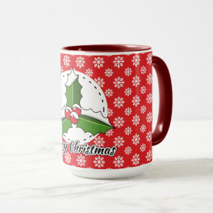 Holon Red White Snowflakes Pattern - Merry Xmas Tasse