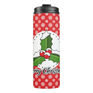 Holon Red White Snowflakes Pattern - Merry Xmas Thermosbecher