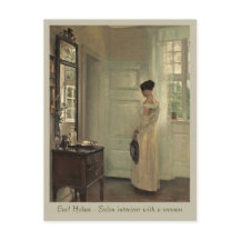 Holsøe Salon Interieur mit Frau CC0571 Postcard