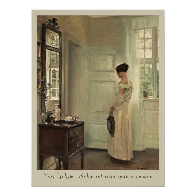 Holsøe Salon interieur mit Frau CC0572 Poster (Vorderseite)