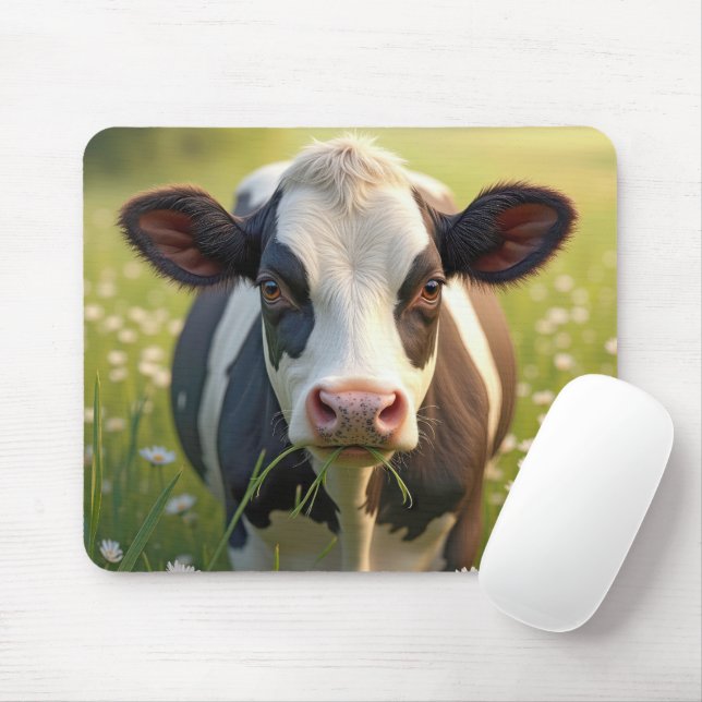 Holstein auf grüner Weide mit Gänseblümchen Mousepad (Mit Mouse)