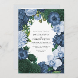 Holstein Blue, Silver Slate & Smoky Pine Wedding Einladung