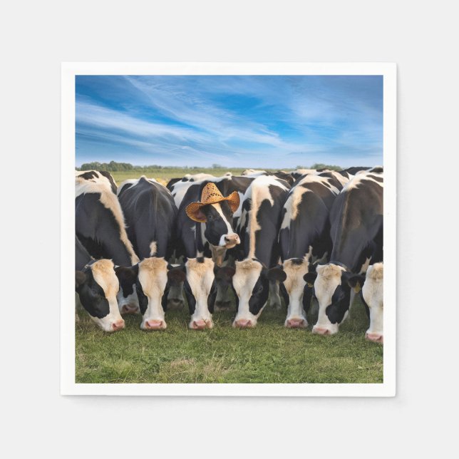 Holstein Cow mit Cowboy-Hut Serviette (Vorderseite)