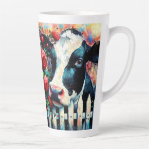 Holstein Cow Picket Fence Rote Rosen Black Red Milchtasse