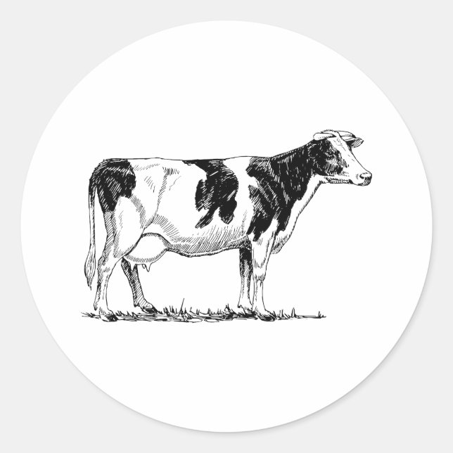 Holstein Cow Runder Aufkleber (Vorderseite)