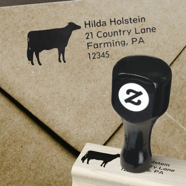 Holstein Cow Silhouette Custom Rücksendeadresse Gummistempel (Von Creator hochgeladen)