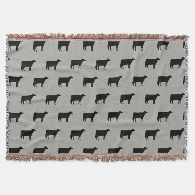 Holstein Cow Silhouette Pattern Throw Blanket Decke (Vorderseite)