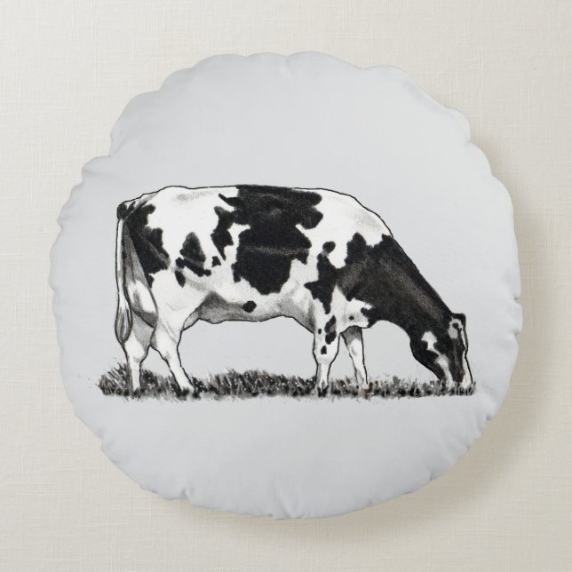Holstein Dairy Cow Rundes Kissen (Vorderseite)