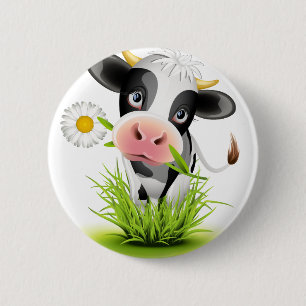 Holstein-Kuh im Gras Button