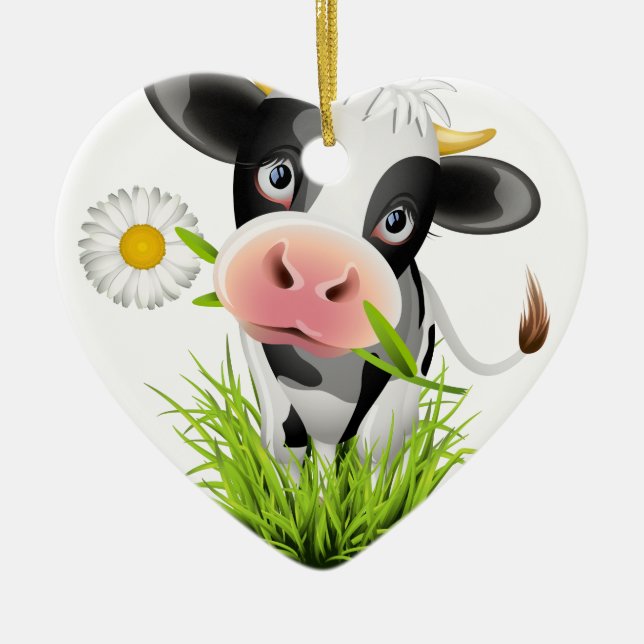 Holstein-Kuh im Gras Keramik Ornament (Vorne)