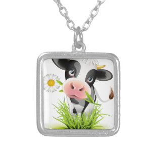 Holstein-Kuh im Gras Versilberte Kette