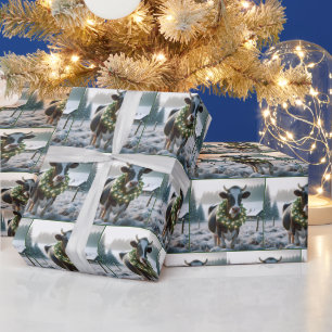 Holstein Kuh mit glühendem Weihnachtsschaden Geschenkpapier