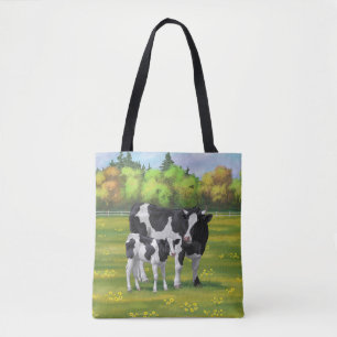 Holstein Kuh & Niedliches Kalb im Sommer Weide