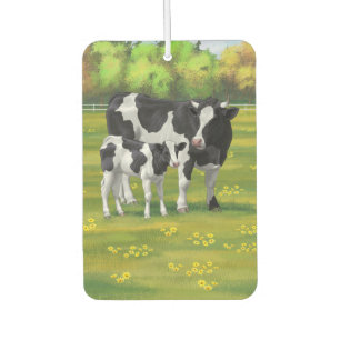 Holstein Kuh & Niedliches Kalb im Sommer Weide Autolufterfrischer