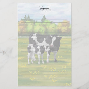 Holstein Kuh & Niedliches Kalb im Sommer Weide Briefpapier