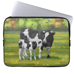 Holstein Kuh & Niedliches Kalb im Sommer Weide Laptopschutzhülle