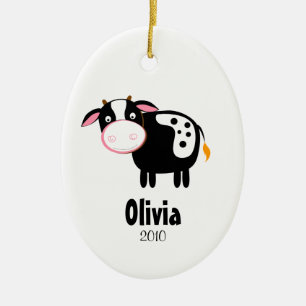 HOLSTEIN-KUH personalisierte Weihnachtsverzierung Keramikornament