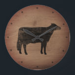 Holstein Kuh Silhouette Imitate gewittert Holz rus Große Wanduhr<br><div class="desc">Dekorative Bauernmaueruhr. Diese Landkuh-Wanduhr macht Spaß für Zuhause oder Büro. Eine perfekte dekorative Uhr für eine Landküche. Karo in Jenn’s Doodle World für noch mehr Silhouetten von Nutztieren Wohngestaltung und Holstein Kuh Liebhaber Geschenke.</div>