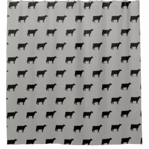 Holstein-Kuh-Silhouette-Muster grau und schwarz Duschvorhang