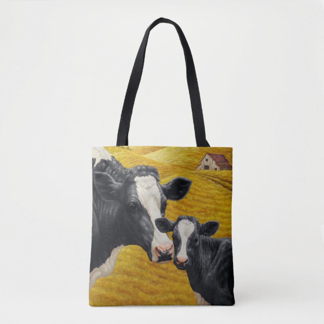 Holstein Kühe und alter Holzstall (Vorderseite)