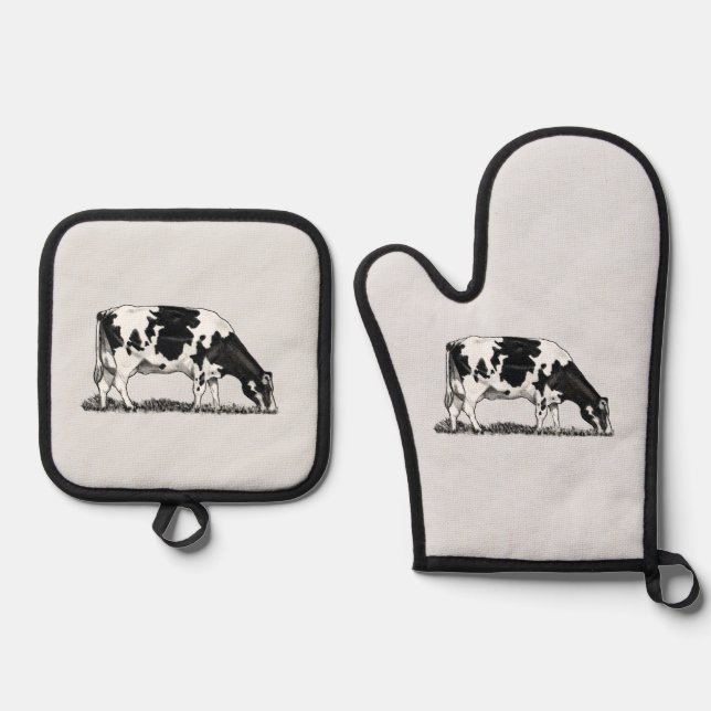 Holstein-Milchkuh Ofenhandschuh & Topflappen-Set (Vorderseite)