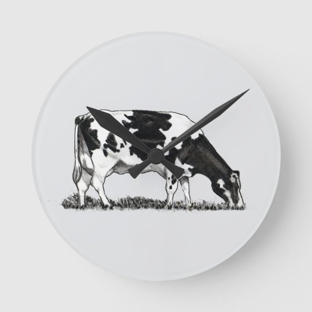 Holstein-Milchkuh Runde Wanduhr (Vorderseite)