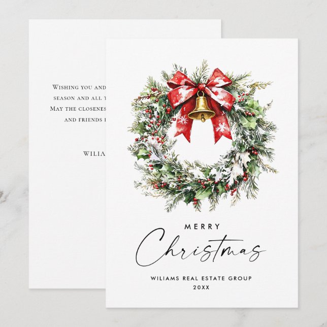 Holtive Berry Pine Wreath Feiertagskarte (Vorne/Hinten)