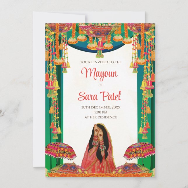 Holud laden als Mayoun Einladungen & Pithi Einladu (Vorderseite)