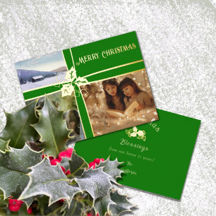 Holy and Ivy Green Ribbon Foil Holiday Card Folien Feiertagskarte