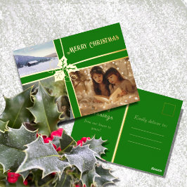 Holy and Ivy Green Ribbon Foil Holiday Post Card Folien Feiertagspostkarte