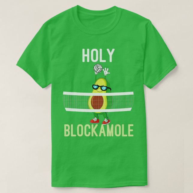 Holy Blockamole Funny Volleyball Block Avocado g T-Shirt (Design vorne)