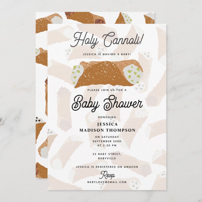 Holy Cannoli Funny Italian Baby Shower Einladung (Vorne/Hinten)