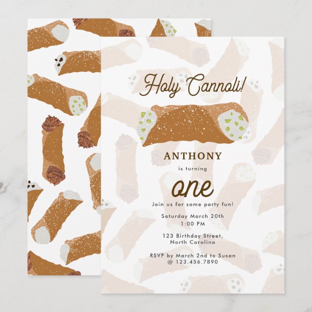 Holy Cannoli Funny Italian Birthday Party Einladung (Vorne/Hinten)