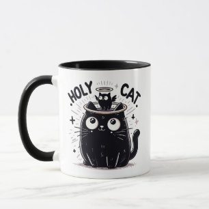 Holy Cat - Black Cat Watching Angel Cat Funny Tasse