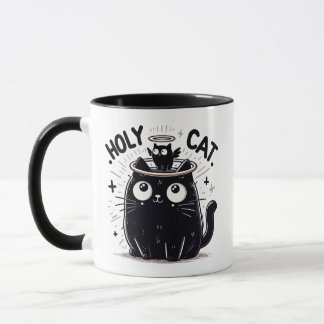 Holy Cat - Black Cat Watching Angel Cat Funny Tasse