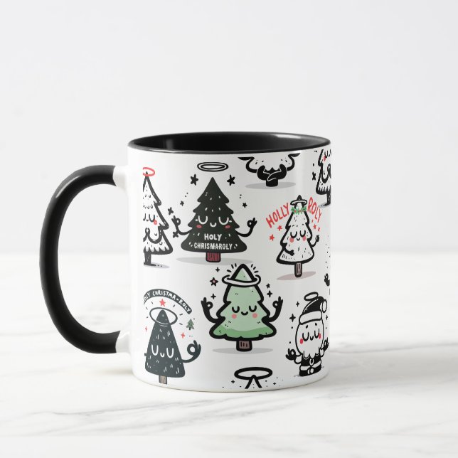 Holy Chrismaroly Pattern – Funny Christmas Trees Tasse (Links)