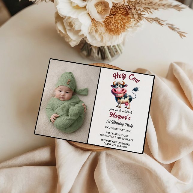 Holy Cow! 1st Birthday | Animal First Birthday  Einladung (Holy Cow! 1st Birthday | Animal First Birthday Invitation
)